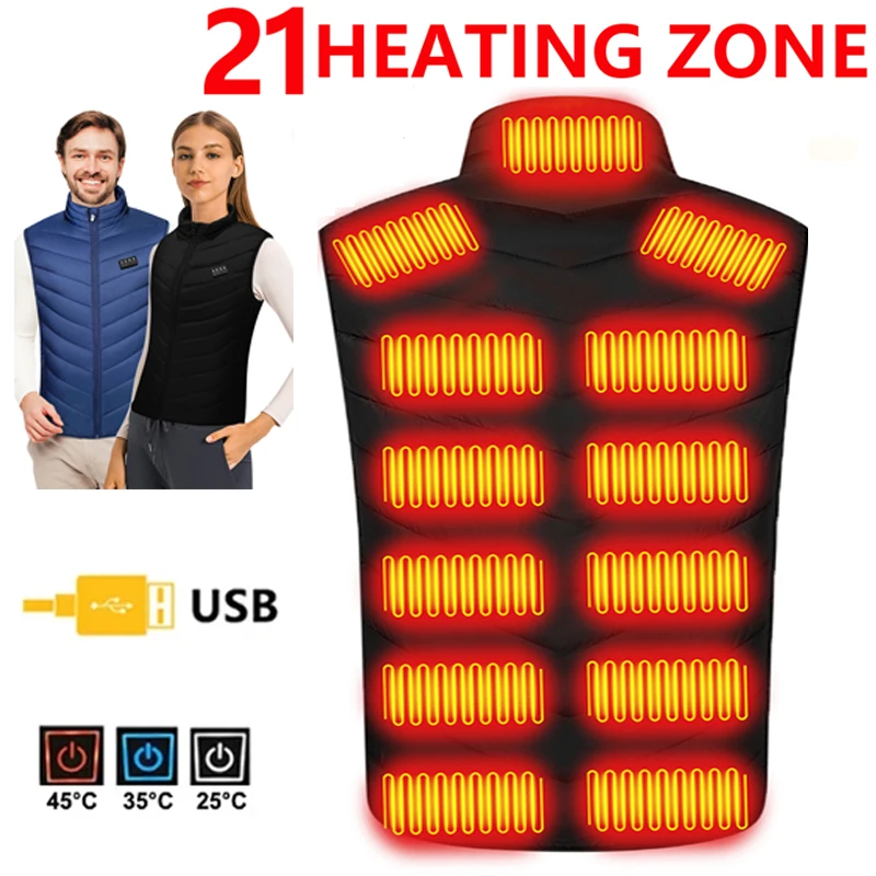 

Heated Vest Winter Warm Hiking Heated Jacket Vest Outdoor Sports Men Ski Warming Heating Thermal Clothing USB Charging Vest