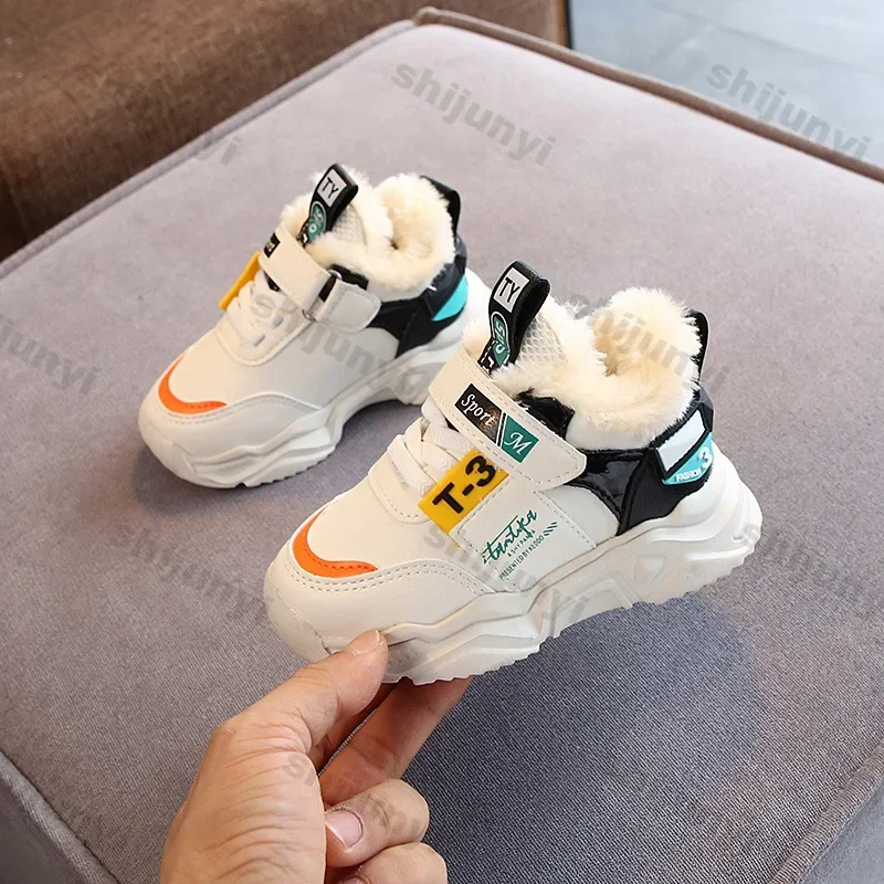 Children Winter Cotton Shoes Girls Plush Thickened Anti-skid Shoe Boys Warm Sneakers Baby Soft Comfortable Winter Toddler Shoes baby shoes children sports shoes