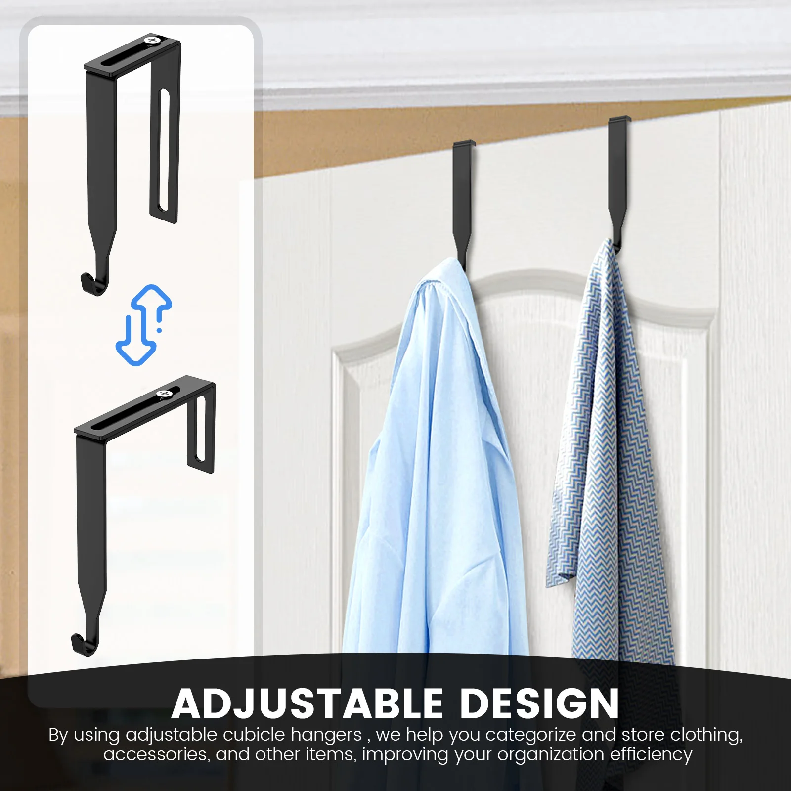 Metal Over Door Hook Adjustable Hanger for Home Storage