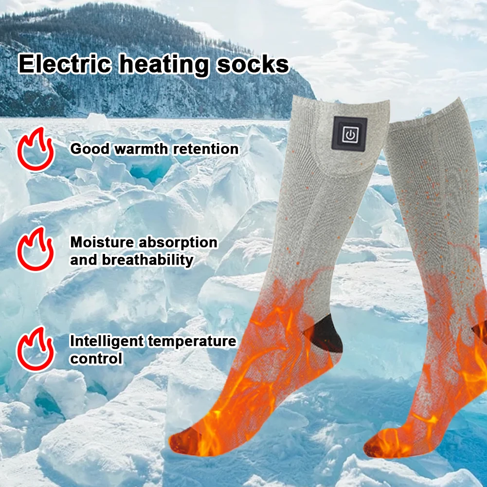 Electric Heated Socks 3 Level Temperature Electric Heating Socks Cold-Proof Skiing Sock Fast Heating for Cycling Camping Skating self heating socks ski socks