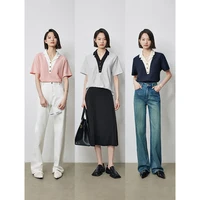 TOYOUTH Women Contrasting Colors POLO Collar T-shirt 2025 Summer New Short Sleeved Top - Image 5