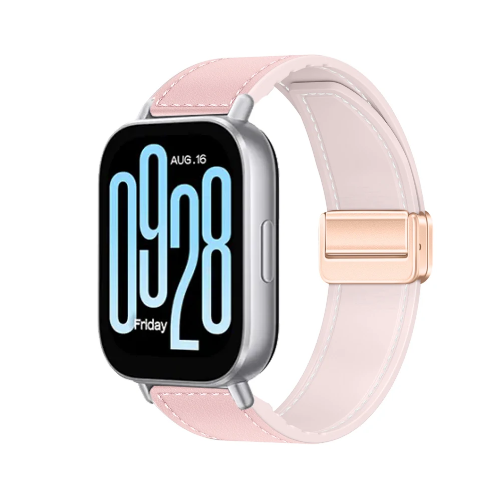 Silicone and Leather Magnetic Buckle Wristband - 22mm/20mm Strap