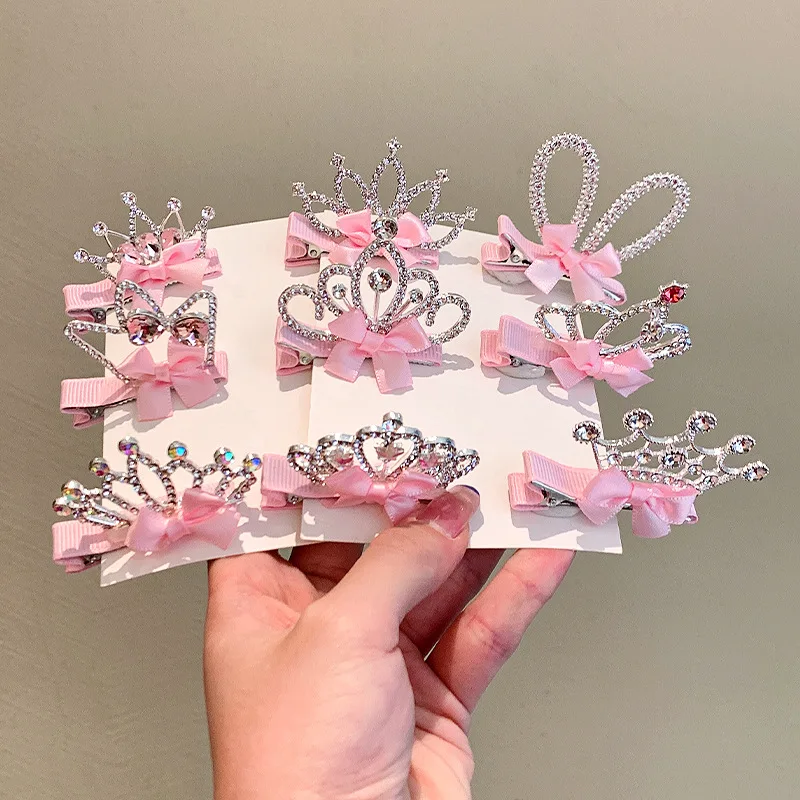 3D Crown Hairpin Hair Clip Children's Headwear Baby Girl Princess Rhinestone hair accessory hair clip