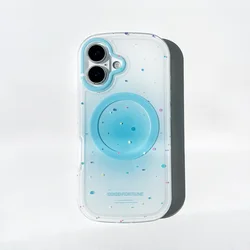 Korean Cute Splashed Ink Magsafe - Compatible Phone Case - Anti - Fall Shockproof Soft Cover - iPhone 15 (Blue)