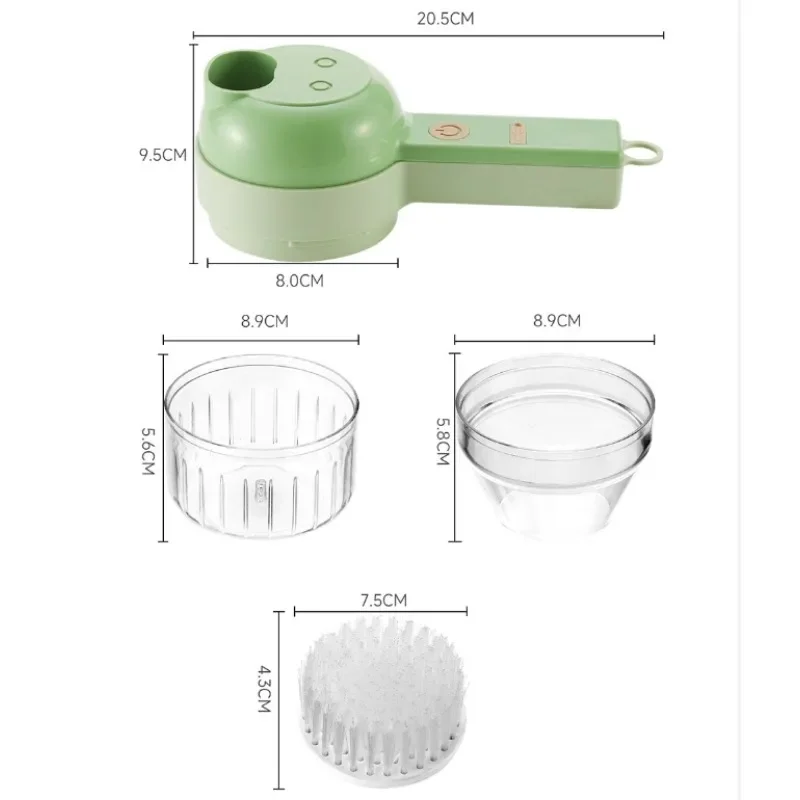 4 in1 Multifunctional Electric Vegetable Cutter Slicer Garlic Mud Masher Chopper Cutting Pressing Mixer Food Slice USB Charging
