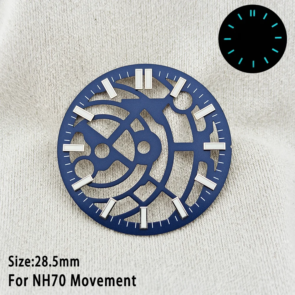 Hollow Skeleton Dial with C3 Green Luminous Accents, 28.5mm, Black & Blue Design