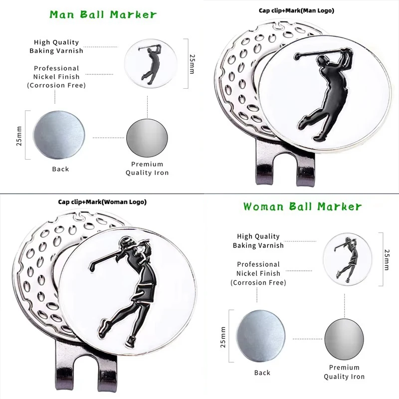 Fun Magnetic Golf Ball Marker Hat Clip-Detachable Metal Golf Cap Clip Accessory,Personalized Ball Position Marker for Golfers