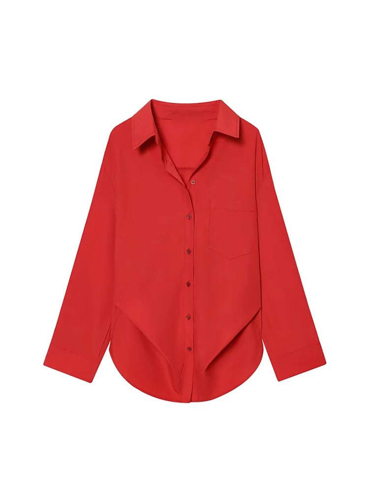 Women Batwing Long Sleeves Shirt Casual Single Pockets Button-up Front Stripe Blouse Fashion Loose Ladies Street Lapel Shirts