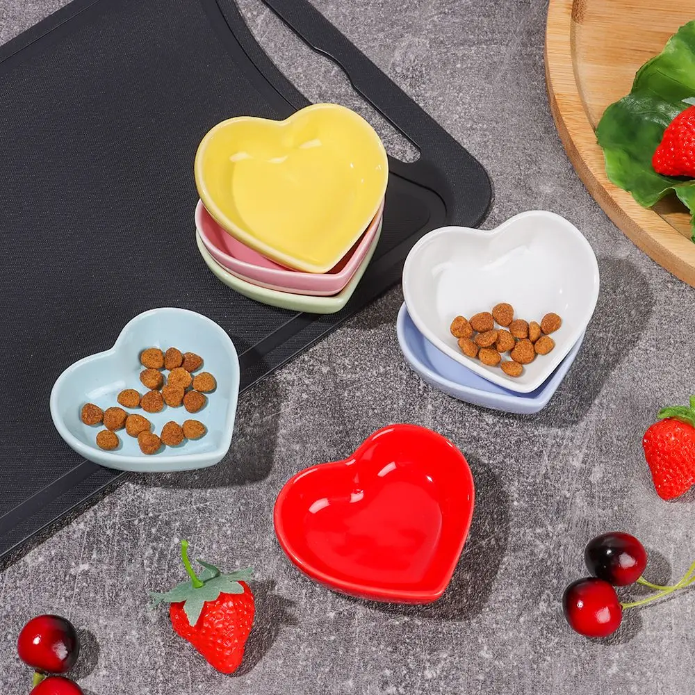 Cute Heart Shape Ceramic Sauce Dish Mini Side Seasoning Dish Condiment