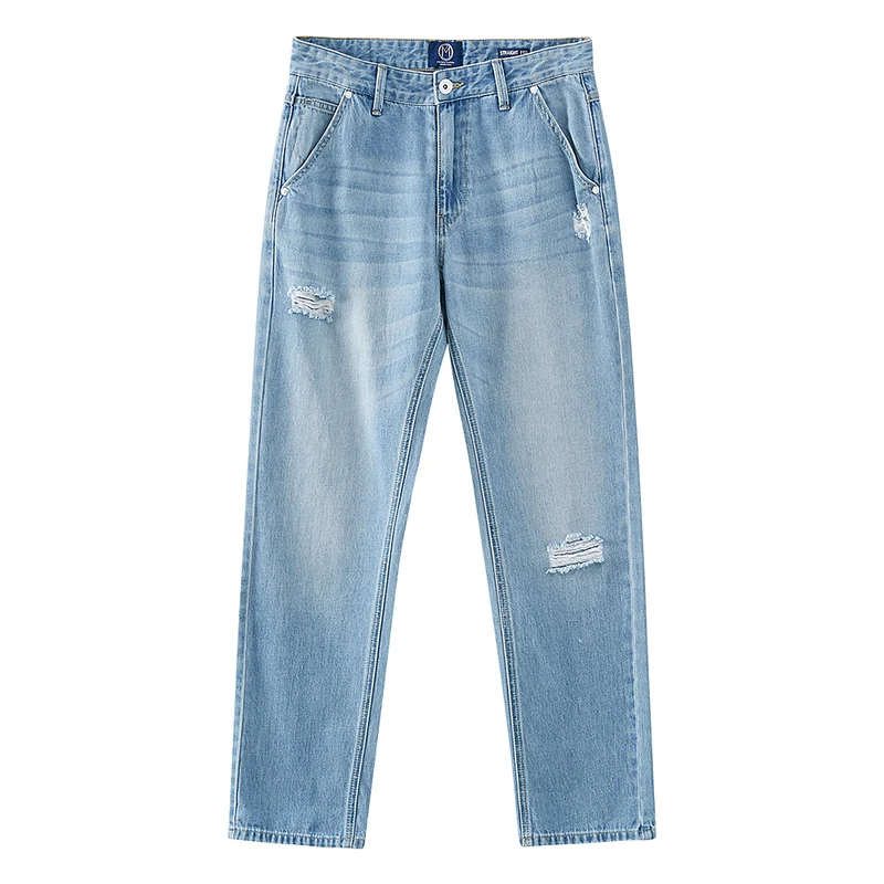 Metersbonway Hole Jeans Men Perforated New Summer Classic Standard Straight Leg Jeans Pants Brand High Quality Denim Trousers