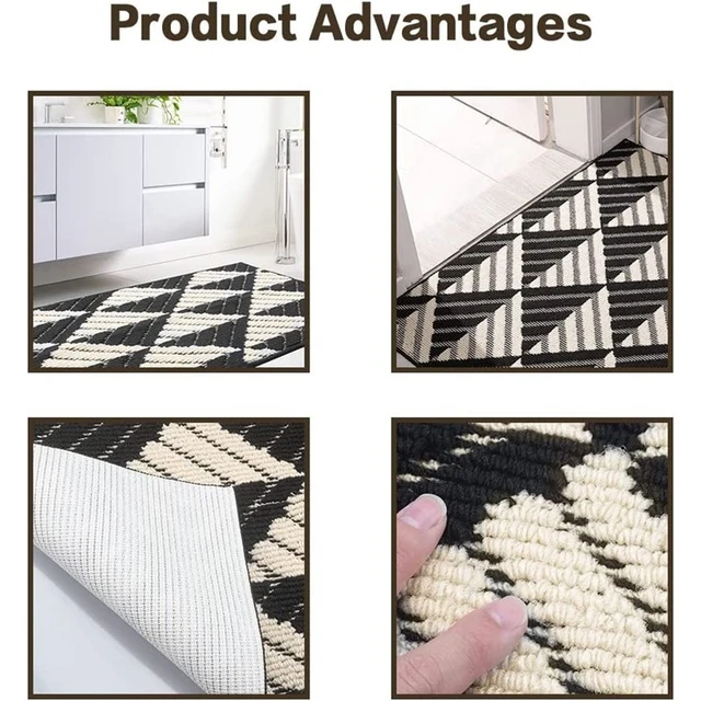 Inyahome Black and White Doormat Entrance Door Mats Indoor Outdoor Washable  Rug Entryway Mats for Inside