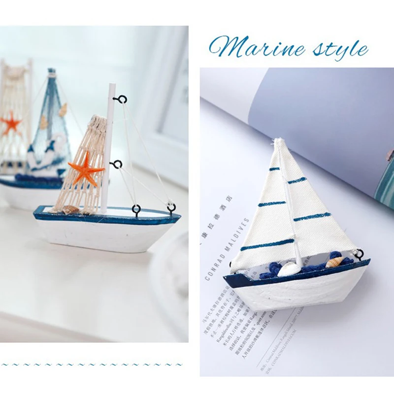 Ornament Crafts Miniature Ornament Miniature Figurines Wooden Figurine Crafts Resin Crafts Glass Fruit Pendants Sailboat Model Wooden Sailing Boat Home Decoration
