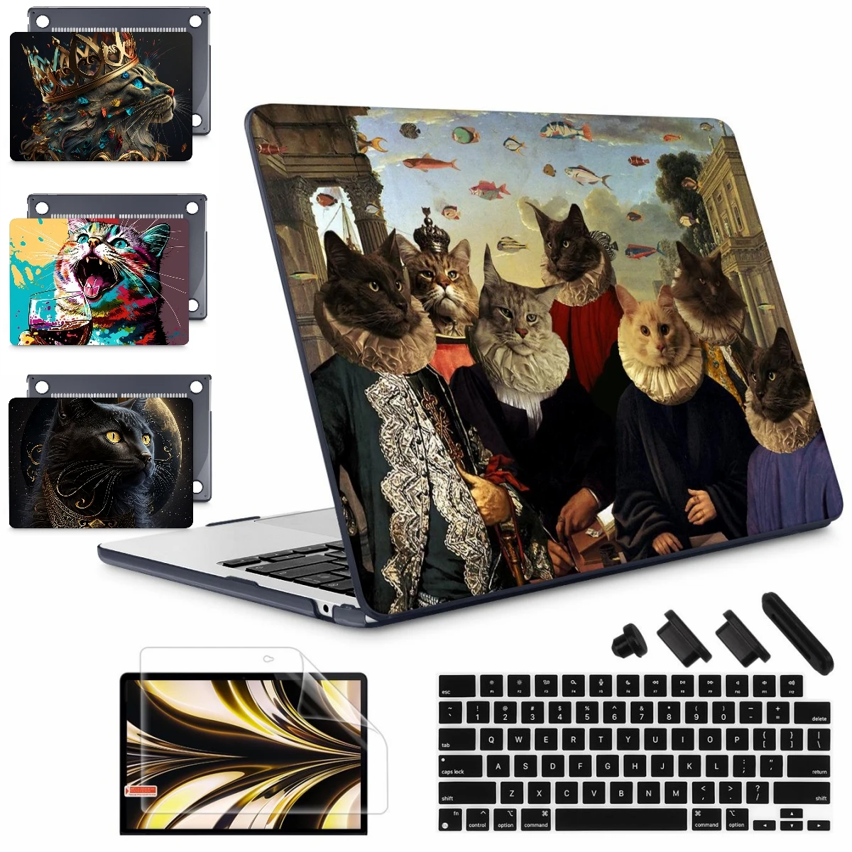 Capa de Impressão Rígida Crown Cat para Macbook Air Pro 13 14 16 m2 2023 2023 A2681 A2779 A2780 Retina 13.3 A1502 A2337 m1 2023 A2289 a