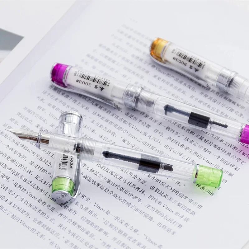 Candy Color Transparent Fountain Pen Extra Fine Nib 0.38mm Student Practice Writing Ink Pen
