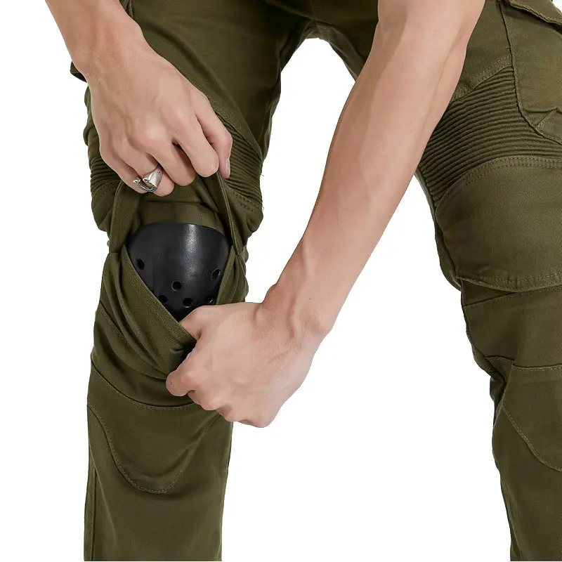 남성용 보호 오토바이 카고 바지, 헤비듀티 멀티 포켓 안티폴 바이커 라이딩 팬츠