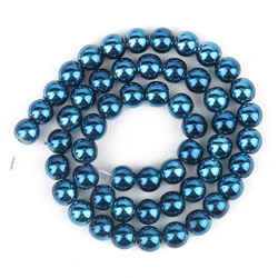 Elegant Silver - Gold Hematite Natural Stone Beads for DIY Jewelry and Accessories, 15'' Strand, 2 - 10mm (Dark blue)
