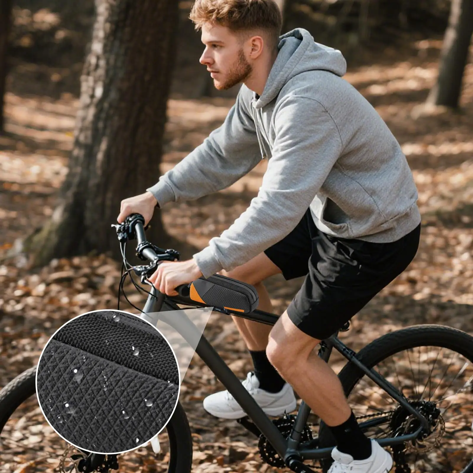 Bike Frame Bag Bicycle Phone Front Frame Bags Cycling Pack Tools Storage Pouch For Phone Gravel Riding Touring Commuting