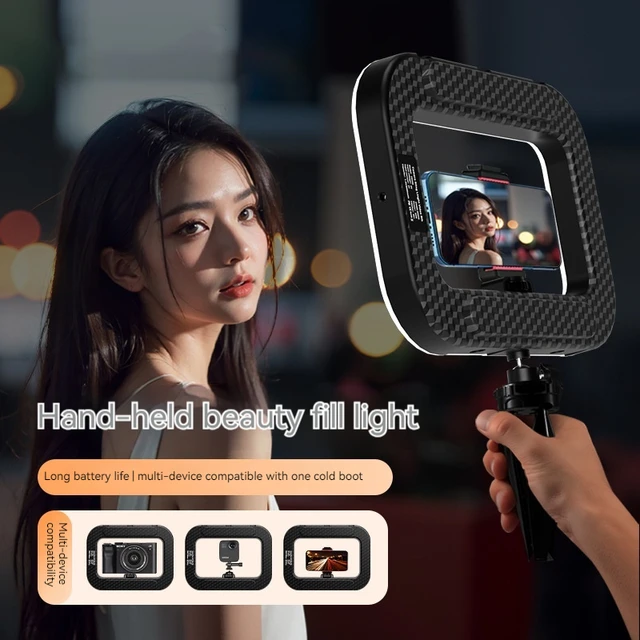 New Handheld Ring LED Rechargeable Fill light Portable Mobile Phone Live Broadcast Photography Desktop Rabbit Cage Selfie Light 6