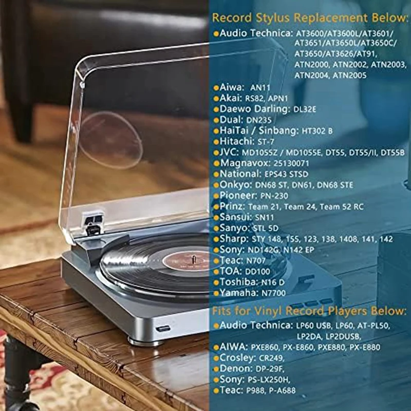 다이아몬드 레코드 플레이어 바늘 교체 스타일러스, 오디오 테크니카 AT-LP60 PL300 비닐 턴테이블 플레이어에 적합, AT3600L, 1 개