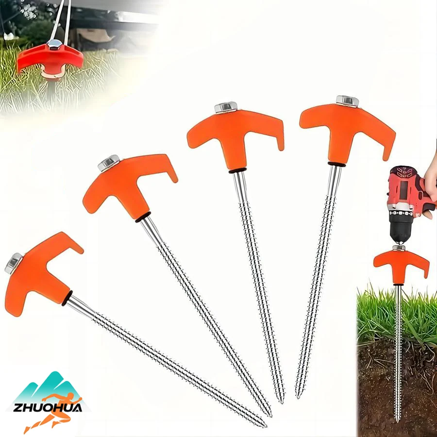 Tent Stakes 4 Pcs Screw in for Camping