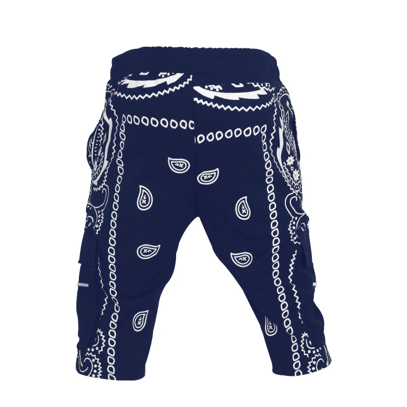 Trendy Cashew Flower Pattern Cargo Shorts, Men's Multi Flap Pockets Shorts, Loose Casual Outdoor Shorts Streetwear Hip hop pants