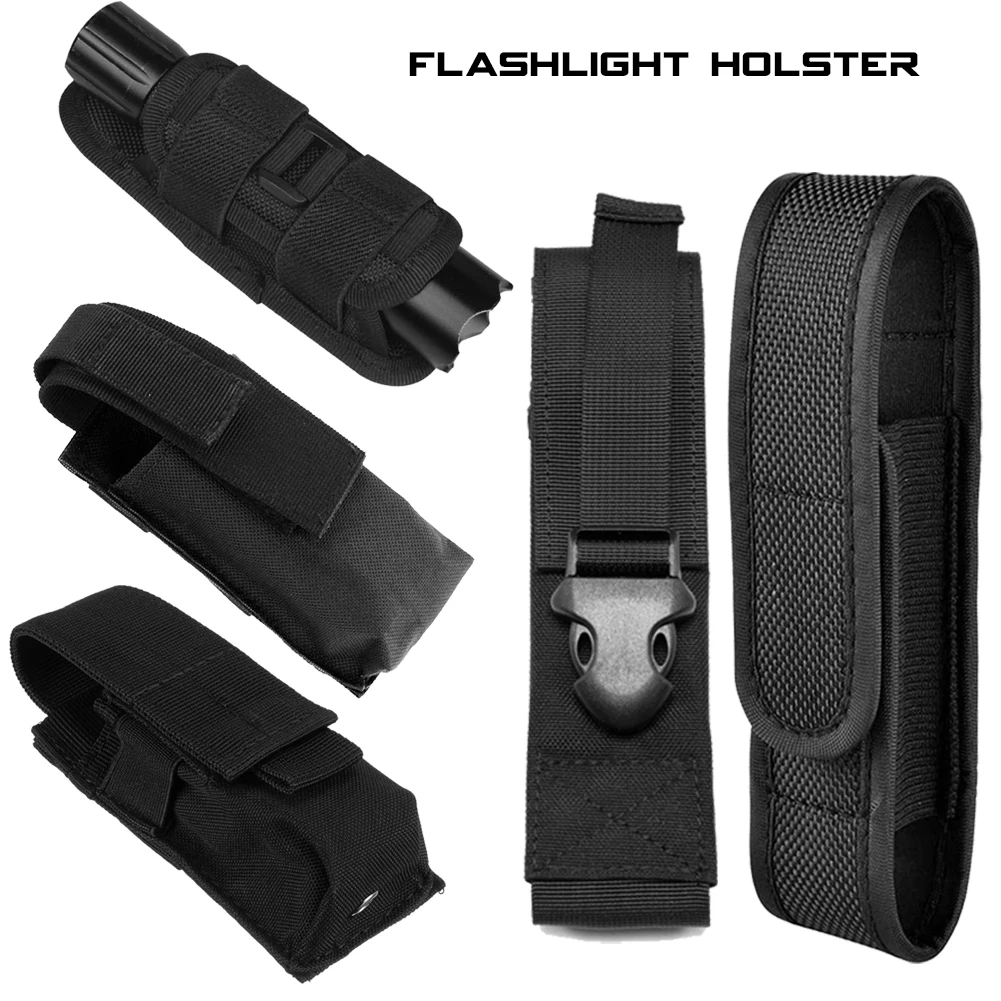 Tactical Molle Flashlight Pouch Nylon Flashlight Holster Hunting