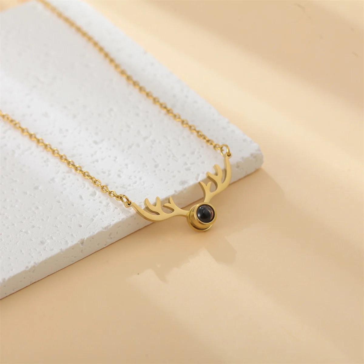 Antler Custom Projection Necklace Romantic Moose Picture Pendant Personalized Picture Necklace Christmas Gift for Her