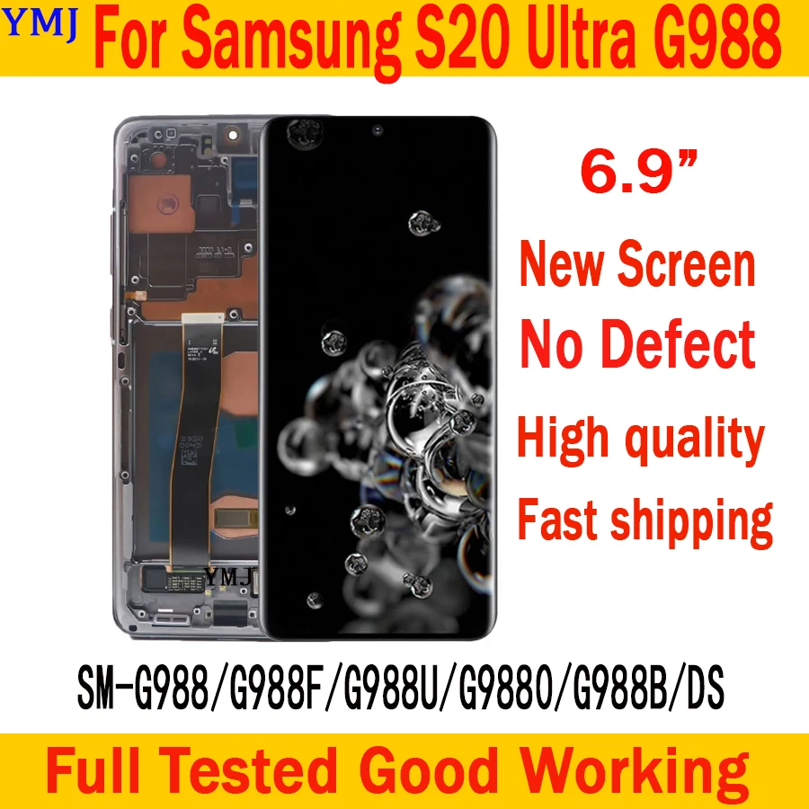 

S20 Ultra G988B LCD For Samsung Galaxy S20 Plus S20+ G985 LCD Touch Screen With Frame S20 SM-G980 Display Assembly Tested