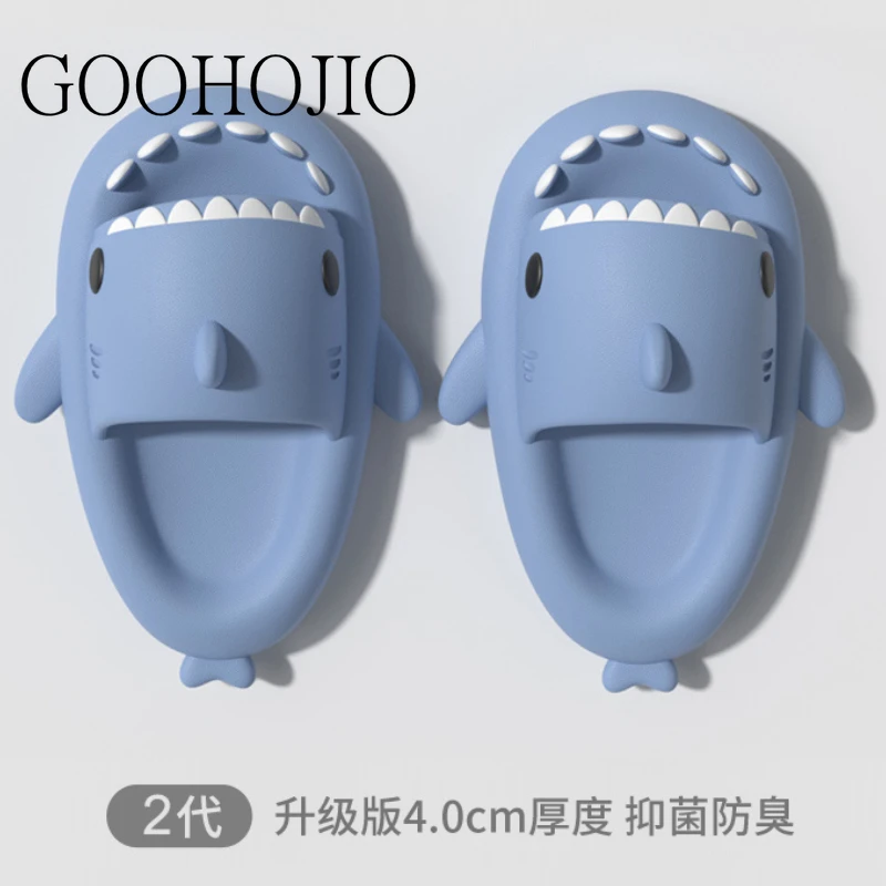 

Мультяшные детские тапочки для родителей женские летние Симпатичные маленькие акулы домашние Нескользящие 4 см толстые подошвы для влюбленных