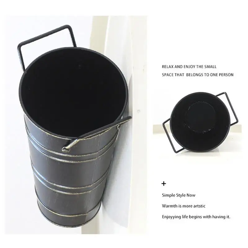 2Pcs/set Metal Umbrella Stands Folding Vintage Iron Umbrella And Flower Storage Bucket for Indoor Home Office Desktop Decoration