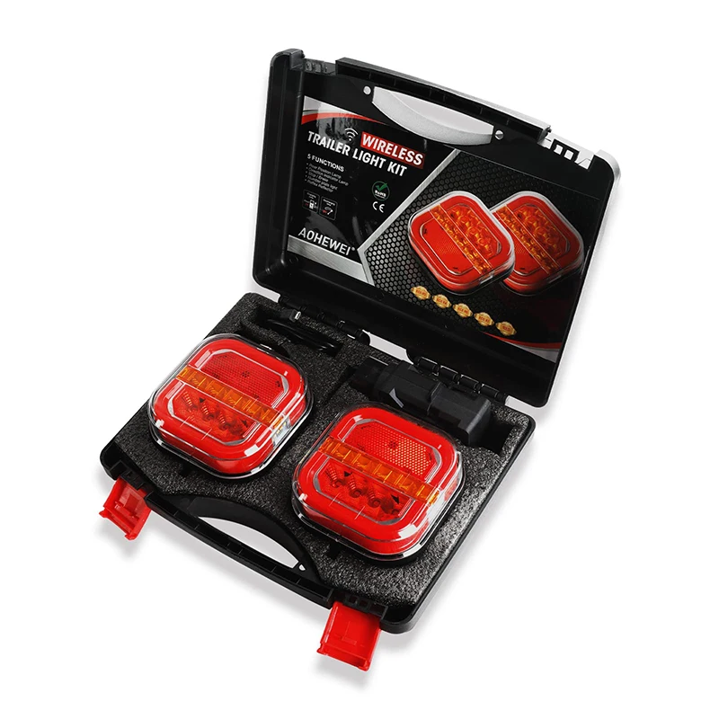LED Magnetic Wireless Trailer Tail Lights Kit with 7 Pin Plug Waterproof Trailer Light Cable-Free for Truck Lorry Van RV Caravan