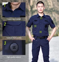 Security Guard Clothes Quick Drying Police Uniform Black Blue Working Suit Tactical Training Set for man 1
