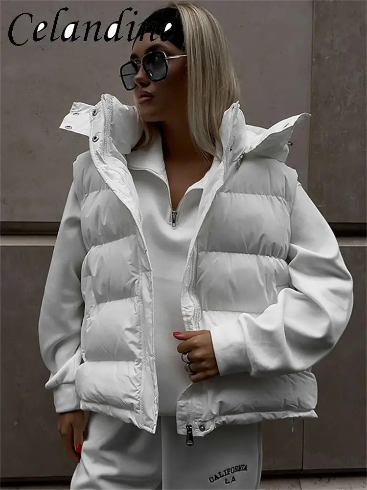 

Зимняя Повседневная стеганая куртка с капюшоном Celandine 2023, женские свободные парки, пальто, черная винтажная теплая хлопковая пуховая верхняя одежда с поясом