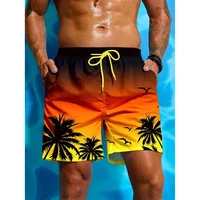 Palm Tree Pattern Beach Shorts Men Gradient 3D Printed Swim Trunks Summer Breathable Short Pants Loose Board Shorts Streetwear 1