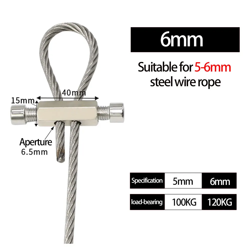 3/4/5/6 mm verstellbare Aufhängung, feste Stahldrahtseilklemme, robuster Kabelclip mit Schraubenschlüssel zum Verriegeln von Metallbefestigungen – Detail 3