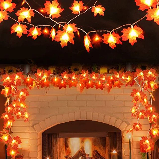 Ghirlanda Luci Foglie D'Acero Con Timer - 20 LED A Batteria Per Decorazioni Autunnali E Halloween - Foto 13
