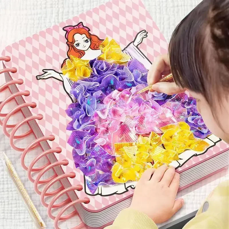 

Children's Gift Handmade Diy Hand-painted Stamp Music Girl Toy Princess Dress-up Paste Paper Calligraphy and Painting Book Girl