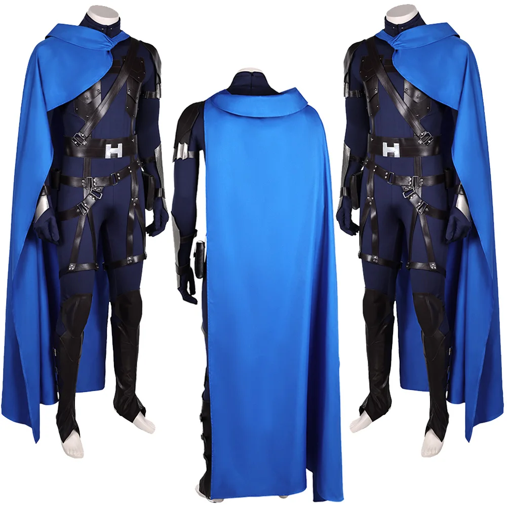 FF7 Cloud Strife Cosplay Role Play Blue Cloak Battle Suits Anime Game Final Fantasy VII Costume Men Fancy Dress Up Party Clothes