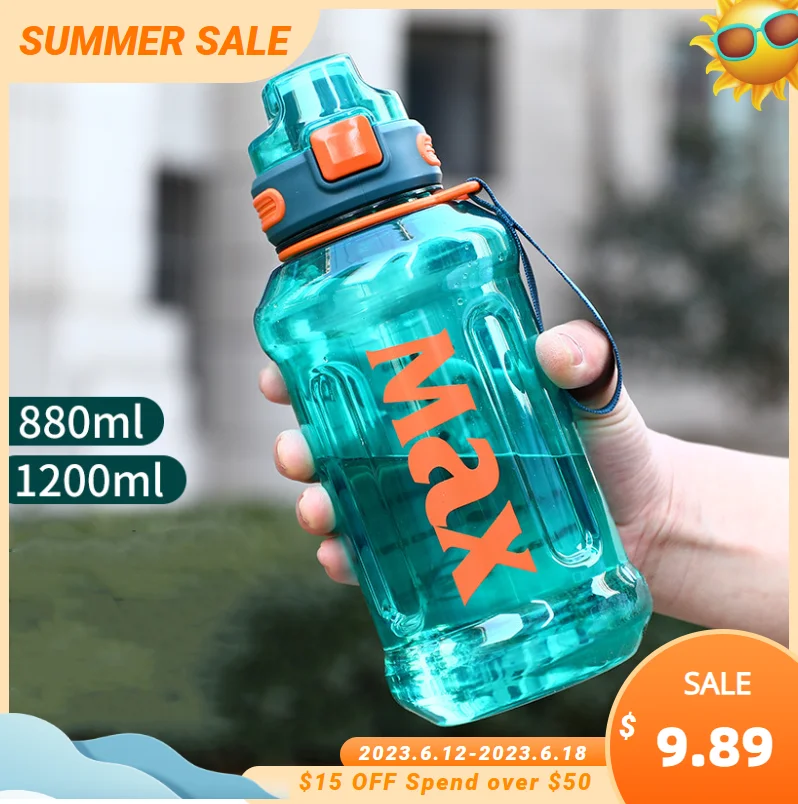 1.2 Liter Large Capacity Sport Water Bottle with Rope Durable Portable