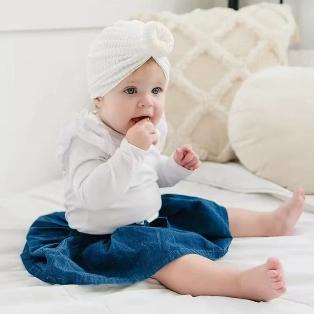 Bonnet turban avec grand chignon pour bébé fille de 0 à 18 mois