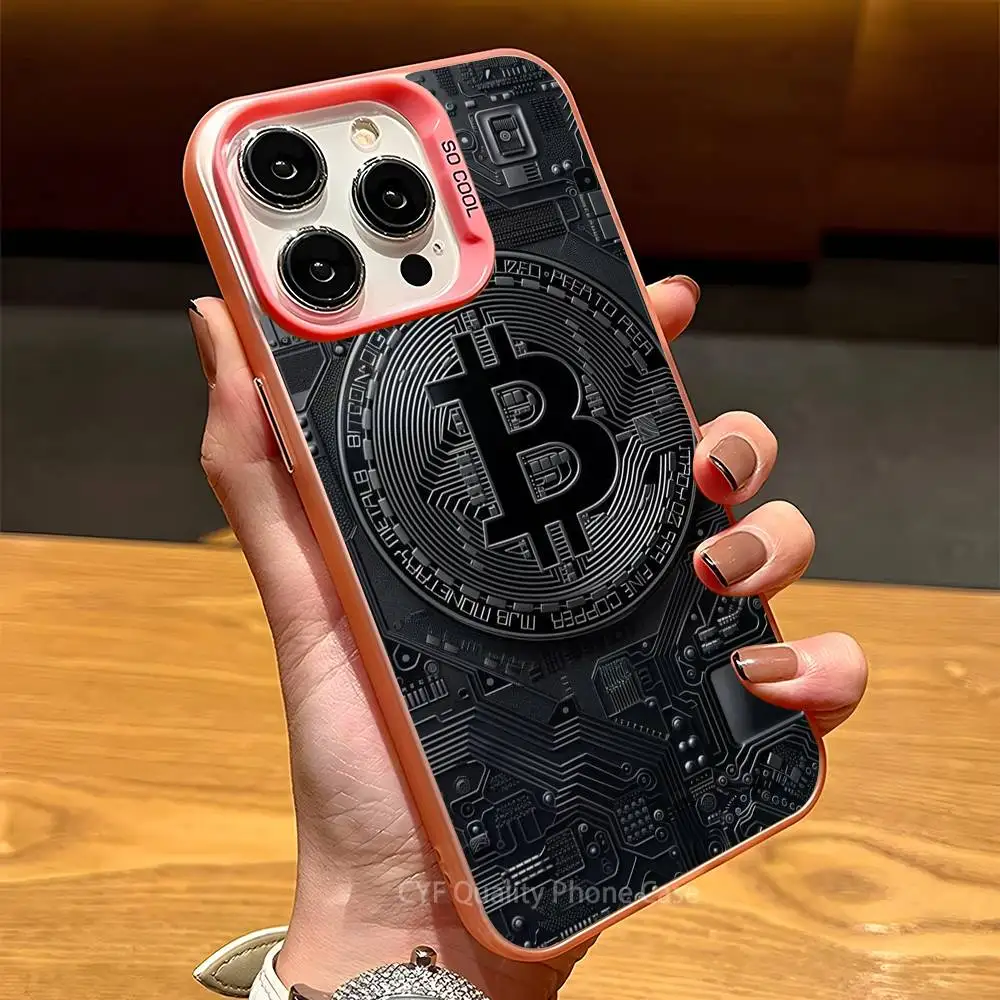 Bitcoin Phone Case Phone Cover with Protective Plating Designed for iPhone 11 12 13 14 15 16 Pro Max Plus