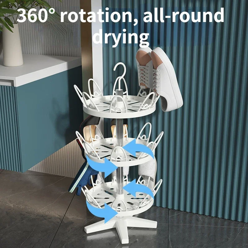 1/2/3 Layer Shoe Drying Rack Storage Organizer Space Saving Shoes Hanging Home Rotate 360 Degrees Shoe Hanger Shoes Floor Rack 2