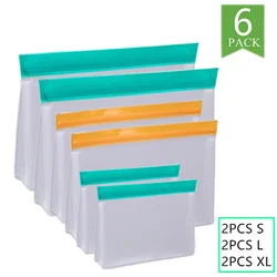 Eco-Friendly Reusable Silicone Food Storage Bag - Leakproof Stand-Up Freezer Container (6PCS)