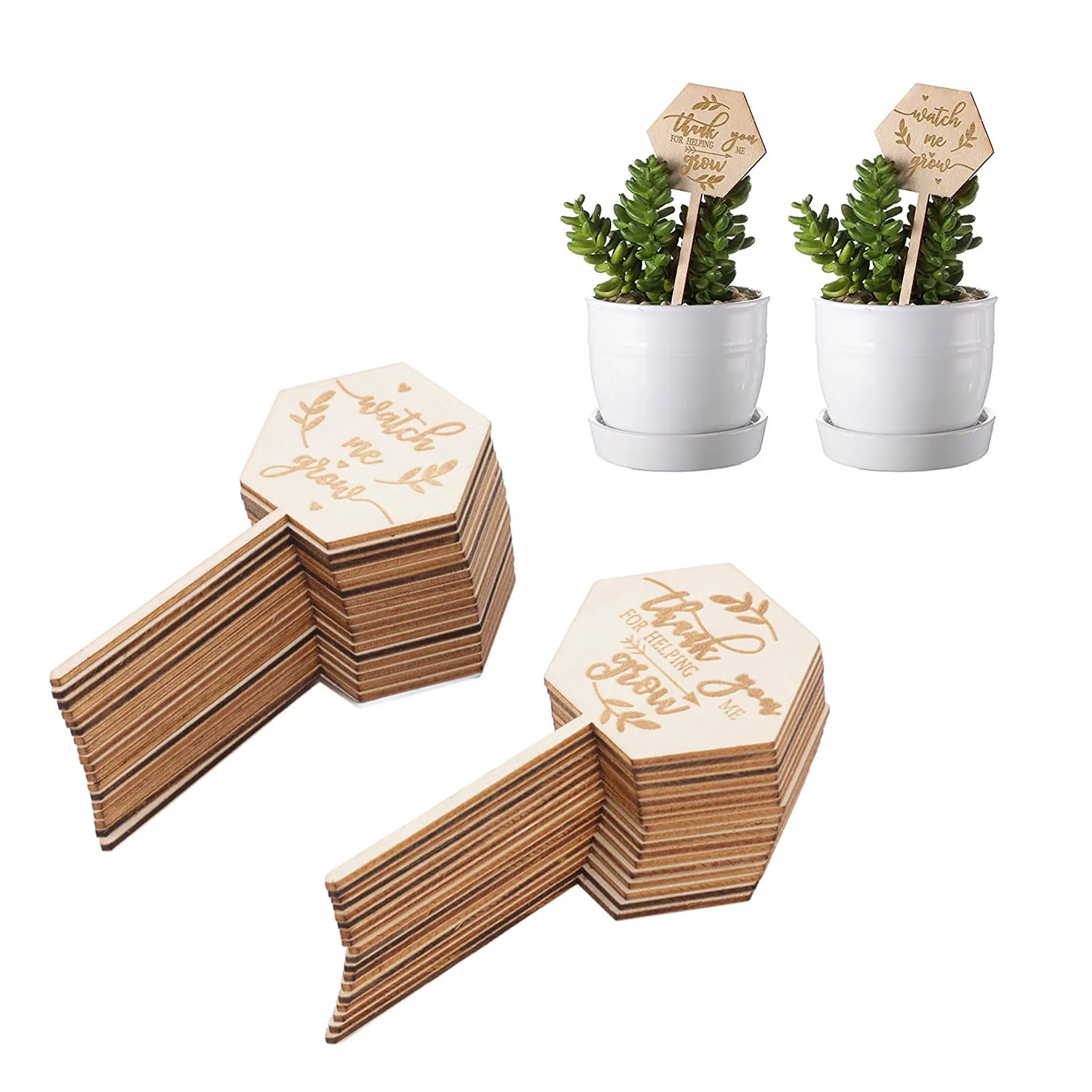 

36Pcs Wood Sign Tags Garden Markers Watch Me Grow Plant Labels Nursery Pots Seeding Tool for Flower Pot Landscape Sign