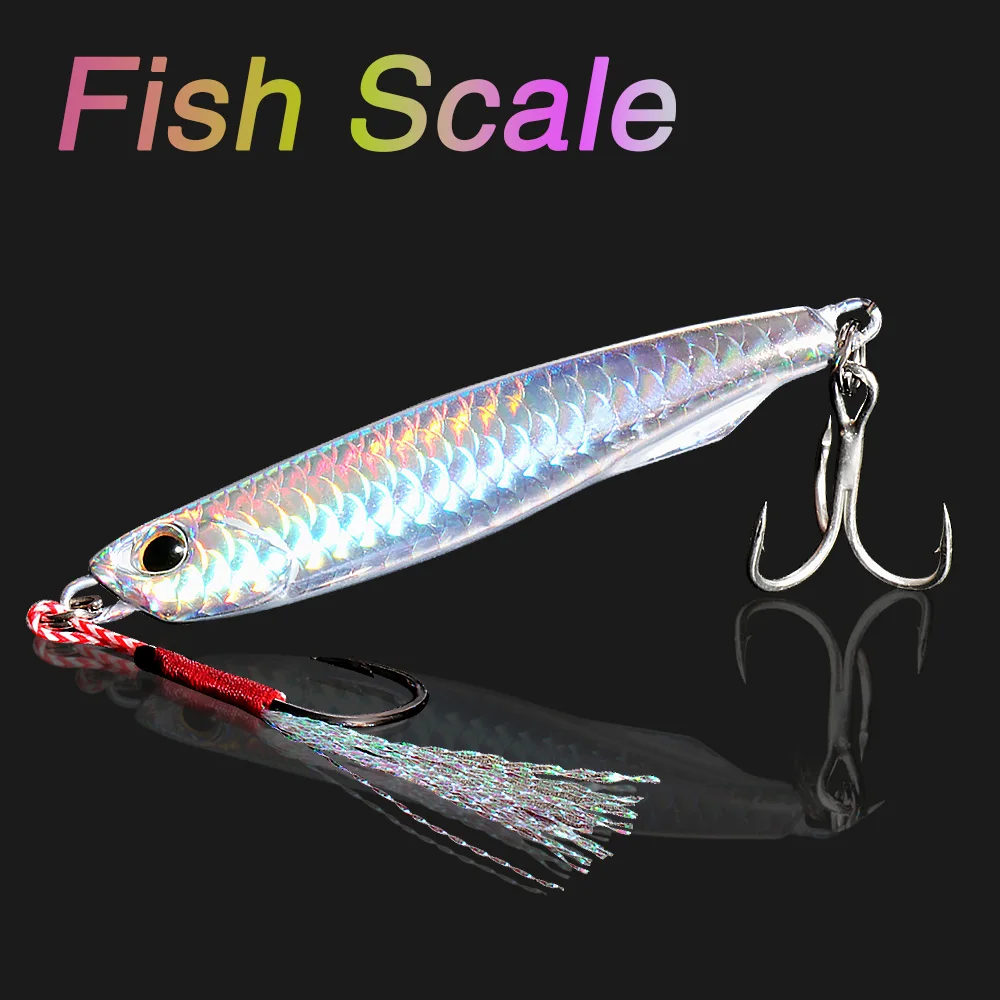 Fishing Tackle Aorace 10-Piece Hard Metal Jig Lures With Feather -  Saltwater & Freshwater Fishing Spoons Fish Hooks