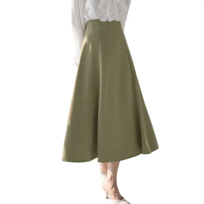 

Women's Long Skirt Summer Korean Fashion Black Loose A-Line Skirts Highwaist Solid Color Office Lady Elegant Chic Woman Clothing