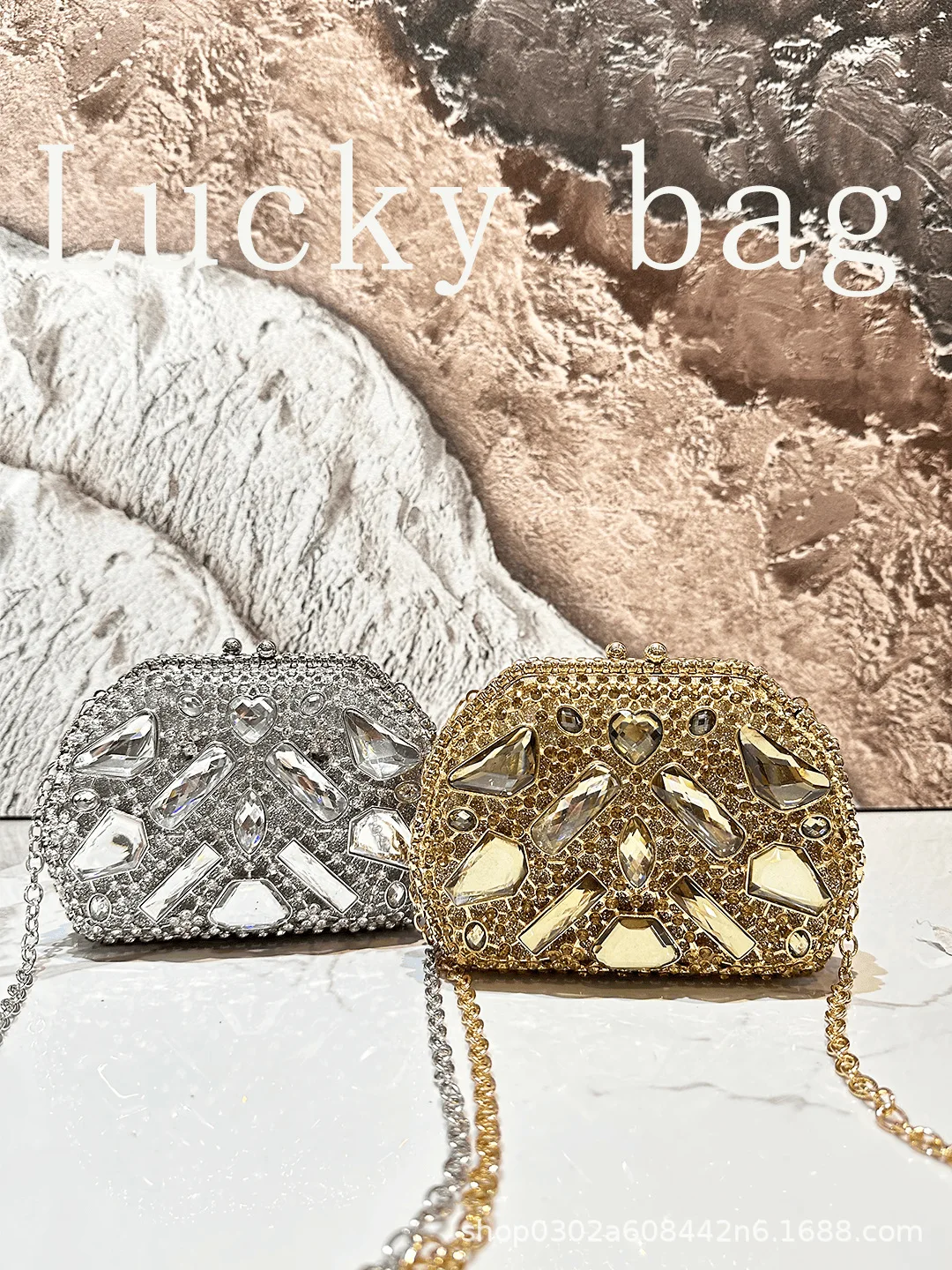 Diamond Dinner Bag Glas Diamond Clutch Bag Bankett Damentasche – Detail 1