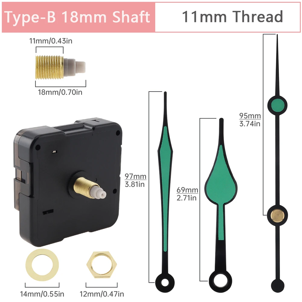 Quarz Silent Battery Powered High Torque Long Shaft Uhrwerk Ersatz für Uhr Reparatur/DIY, Wanduhr Reparatur Werkzeuge – Detail 2