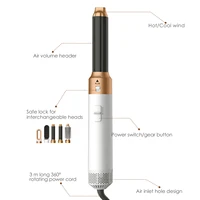 Brosse Soufflante Chauffante 5-en-1 avec Fer à Boucler Électrique et Séchoir à Cheveux, Rouleaux de Coiffage et Boucleur Intégré 3
