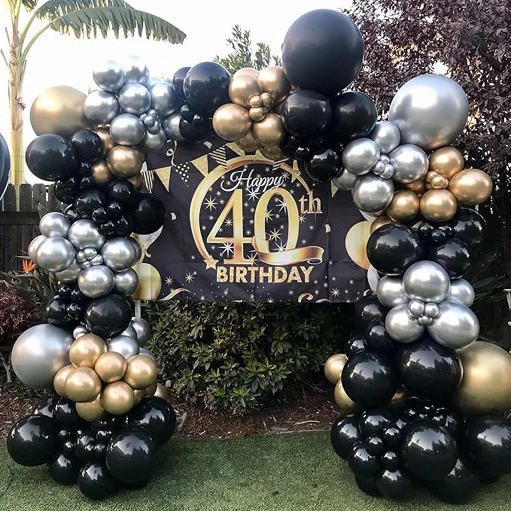 

Birthday Party Decoration Balloons Arch Black Gold Silver Latex Balloon Garland Kit Baby Shower Wedding Graduation Decor Ballon